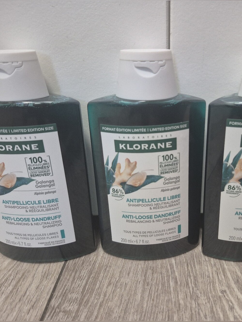 3x Klorane Anti-Loose Dandruff Rebalancing & Neutralizing Shampoo with Galangal
